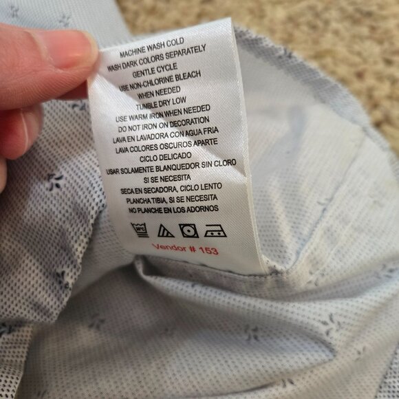 Good Vibes Mens Large White and Blue Button Down Collared Shirt - Picture 6 of 8